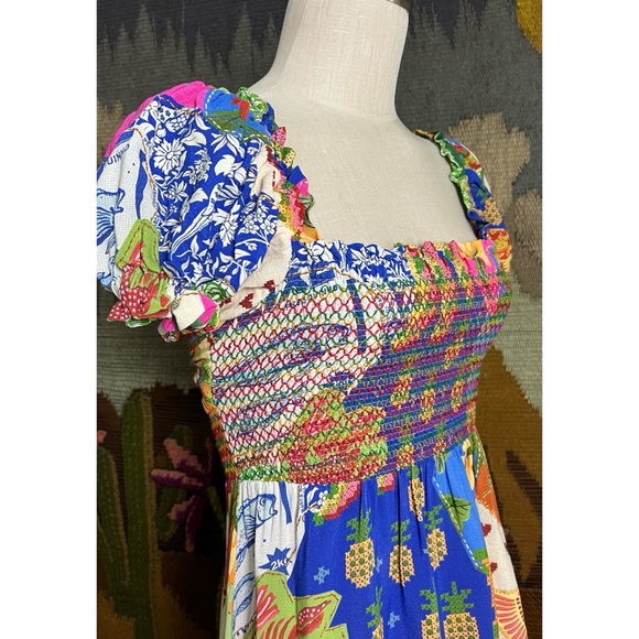 Farm Rio Sunny Mix Midi Dress XS - Picture 2 of 14